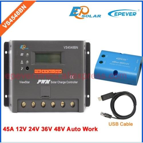 12v/24v/36v/48v suto work solar EPEVER charging controller PWM series VS4548BN USB communication cable and wifi BOX 45A