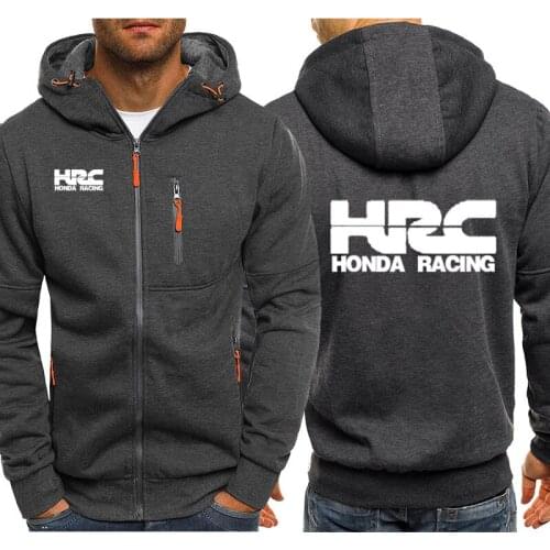 Hoodies Men HRC race motorcycle Car Logo Print Casual Hip Hop Harajuku Long Sleeve Mens zipper Jacket Sweatshirts Man Hoody