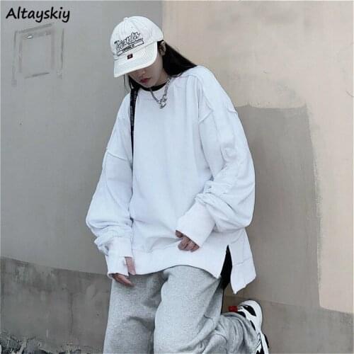 Hoodies Sweatshirts Women Thickening Spring Lady Students Streetstyle All-match Loose Pure O-neck Harajuku Ulzzang Cool Clothing