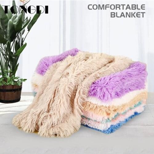 TONGDI Dog Pet Carpet Mat Soft Warm Pashmina Long Plush Suede Absorbent Anti-slip Rug Decor For Home Parlour Living Room Kitchen