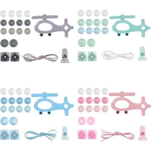 1Set DIY Baby Silicone Teether Baby Teething ChewToy Cartoon Pacifier chain Clip Food Grade Silicone Beads Accesories