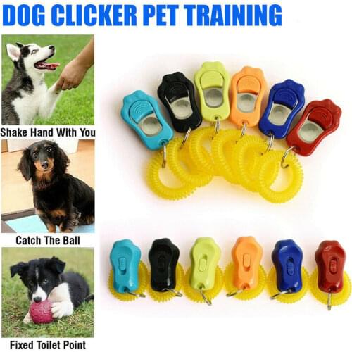 1Pc ABS Animal Dog Training Clicker Cat Puppy Button Trainer Tool Obedience Aid With Wrist Strap Pet Dog Supplies Universal