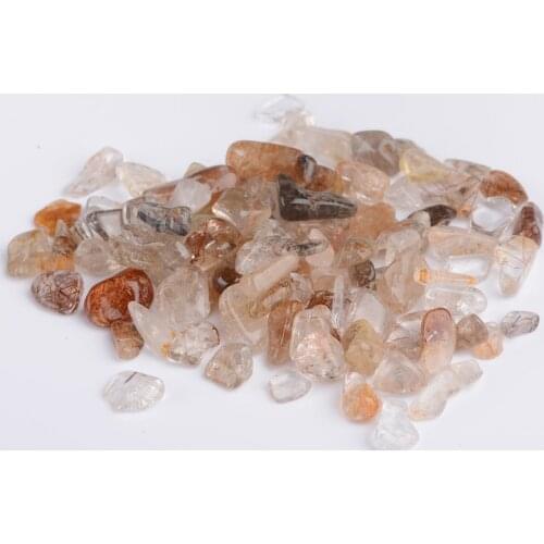 100g Natural Copper Hair Crystal Color Crystal Gravel Crystal Stone Ore Degaussing Purification Fish Tank Energy Cure Crystal