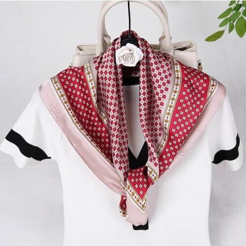 2021 Fashion Silk Hair Scarf Square Women Neck Wraps Office Lady Foulard Neckerchief Tie Floral Head Scarves Bandana Shawls