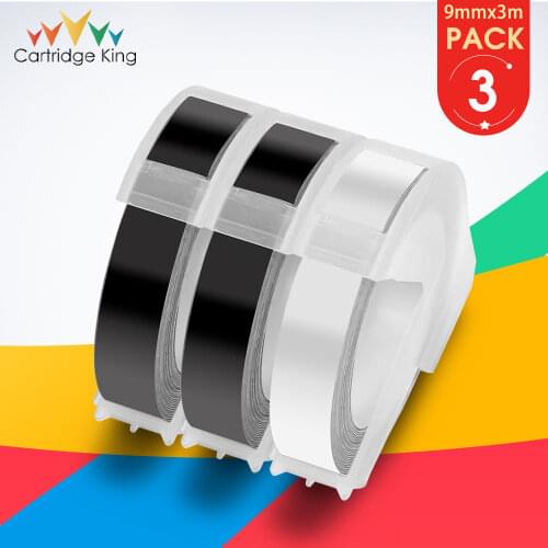 3PK 3/8" Compatible for DYMO 3D Labeling Tapes Black Clear Color Ribbon for 814580 20008CP 1741205 DIY Label Printer Typewriter
