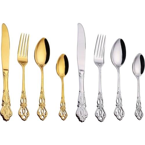 4Pcs Dinnerware Set Cutlery Fork 304 Stainless Steel Spoon Royal Cutlery Forks Knives Spoons Kitchen Spoon Tableware