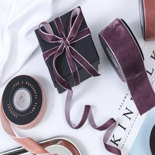 5M Flower Gift Wrap Material Thick Solid Velvet ribbon 25mm Flocking Tape 40mm Trim for Craft DIY Hair Bow Wedding Baking Decor
