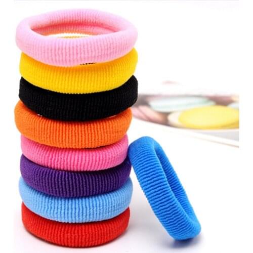 50pcs 6cm Diameter Big Size Elastic Hair Band Doll Machine Belt Black Ponytail Holder Solid Candy Colors Bun Tie Rope XC0428200