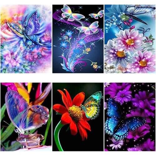 DIY 5D Diamond Painting Flower Butterfly Diamond Embroidery Animal Cross Stitch Full Round Drill Rhinestone Decor Home Art Wall