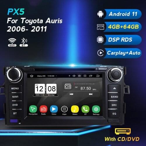 With Carplay AUTO 7" Android 11 4G+64G DSP 2din For Toyota Auris 2006-2011 Car Multimedia Player Radio Navigation GPS 4G LET DVD