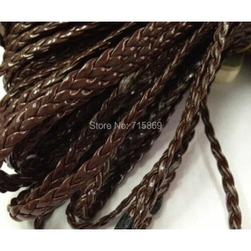 Free Ship 100 meters 6mm flat Dark Brown Braided PU Leather Imatation Leather