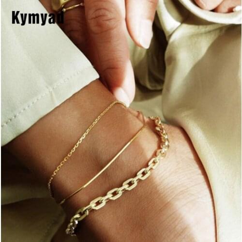 Kymyad Multilayer Chains Anklet For Women Bijoux Femme Boho Ankle Bracelet on Leg Foot Bracelets Gold Color Link Chains Jewelry
