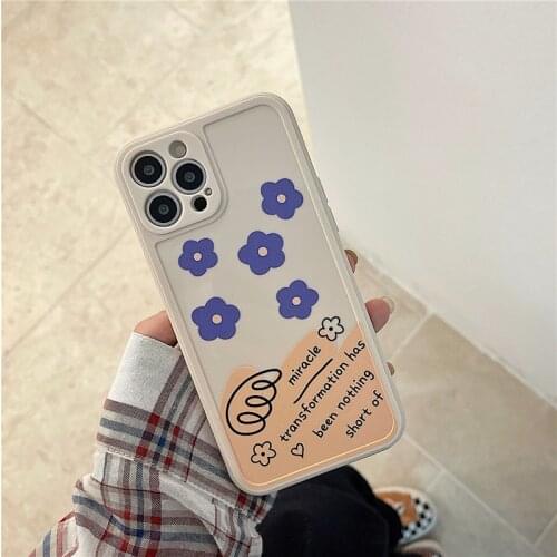 Retro kawaii sweet girls Flower art Japanese Phone Case For iPhone 11 12 Pro Max Xr Xs Max 6 7 8 Plus 7Plus case Cute Soft Cover