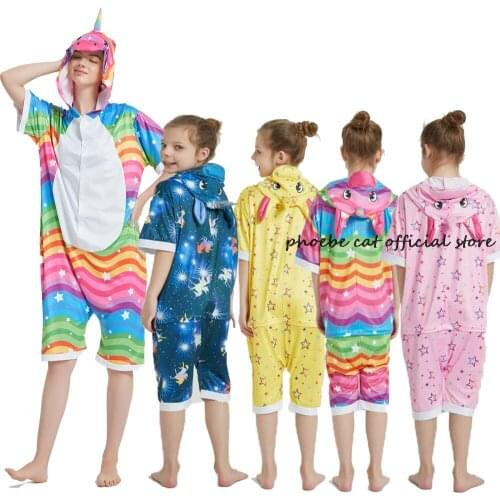 Kids Overalls For Sleep One Piece Hooded Animal Cartoon Rainbow Panda Unicorn Kigurumi Pajamas Onesies For Adult Woman Sexy