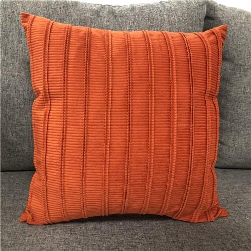 Home Decorative Pleated Orange Stripe Sofa PillowCase Velvet Geo Cushion Cover