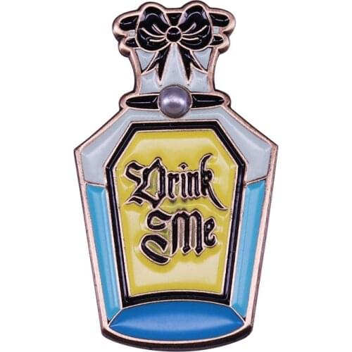 Alice Wonderland - Drink Me Enamel Pin magical object Badge Magic Making Brooch Accessory