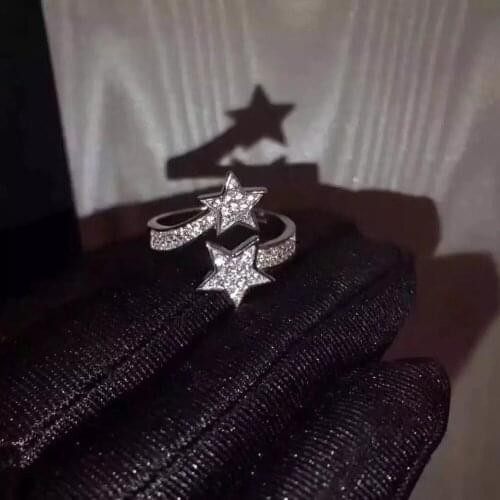 Hot Brand Pure 925 Sterling Silver Jewelry For Women Star Rings CZ Diamond Rings Wedding Jewelry Engagement Branch Ring Luxury
