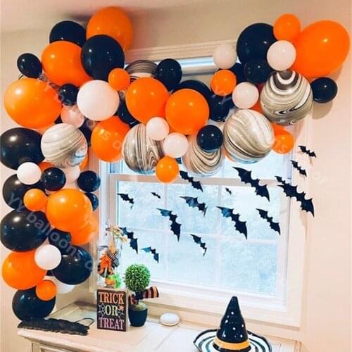 Happy DIY Halloween Party Balloon Garland Arch Orange Black Latex Globos Decorations Bat Halloween Indoor Home Decors Supplies