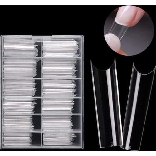 240Pcs/Box C Curved Pipe Shaped Long False Nails All For Manicure Beauty Construction Tool