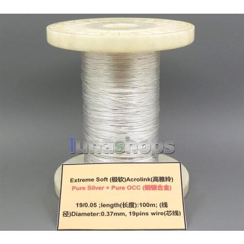 5m Extreme Soft Acrolink Pure Silver + OCC Alloy Signal AFT Earphone Headphone Cable 19*0.05 Dia:0.37mm LN005295
