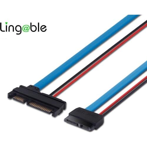 Lingable SATA Adapter Cable Serial ATA 22Pin 7+15 Male to Slimline SATA 13Pin 7+6 Female Connector Conterver Cables 30CM