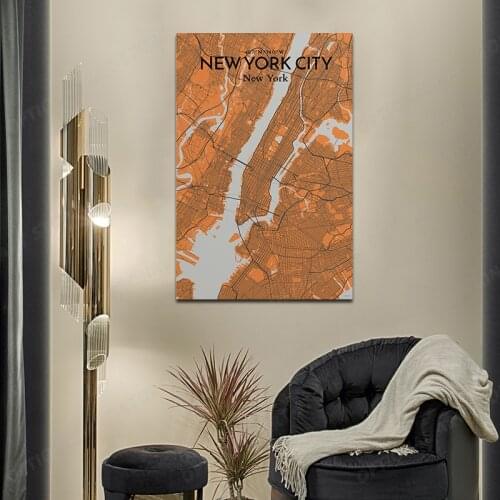 NEW YORK CITY MAP Canvas Painting Poster Art Picture Wall Decoration Home Decor HD Print Morden Style
