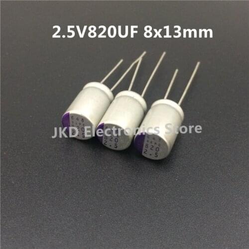 10pcs/Lot 2.5V 820UF 8*13 Solid Electrolytic Capacitors For Motherboard Low ESR 820UF 2.5V