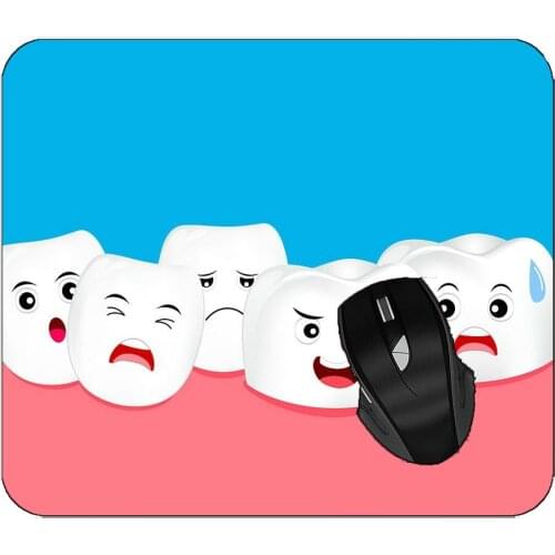 Printed Mouse Pad White Teeth Pay Attention To Hygiene Mouse Pad For Home Office Working