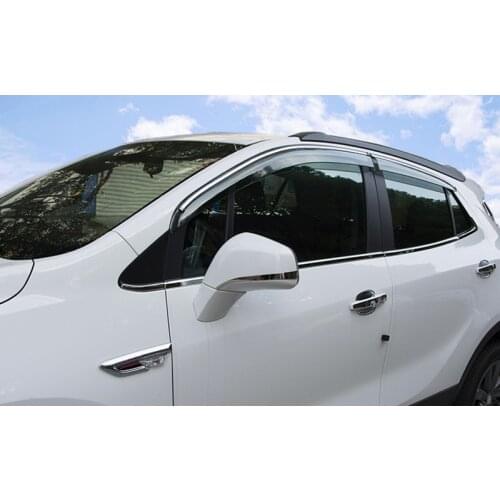 Car Styling 4PCS Plastic Window Visor Vent Shades Sun Rain Guard Deflector Trim For Vauxhall Opel Mokka / Buick Encore 2013-2017