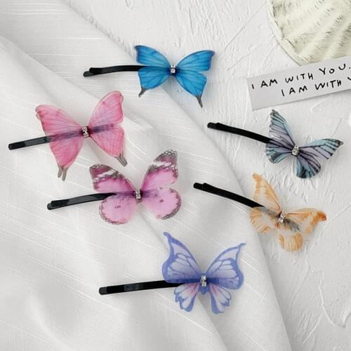 Girls Beautiful Colorful Simulation Butterfly Hair Clips Side Clip Sweet Hair Ornament Headband Hairpins Kids Hair Accessories