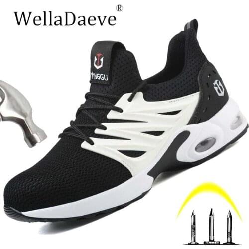 Men Women Work Safety Shoes Steel Toe Mesh Breathable Lightweight Construction Outdoor Sneaker Anti-smashing Non-slip Ankle Boot