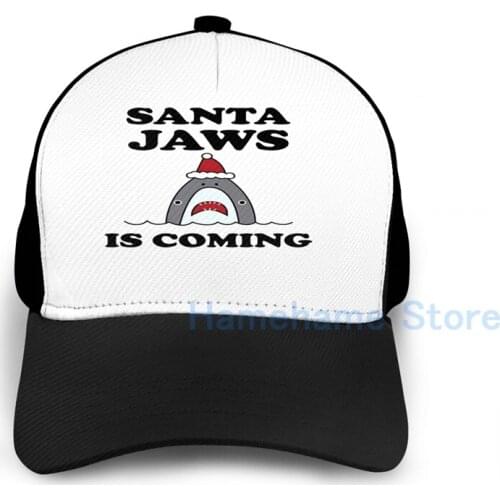 Fashion Santa Jaws is Coming Basketball Cap men women Graphic print black Unisex adult hat