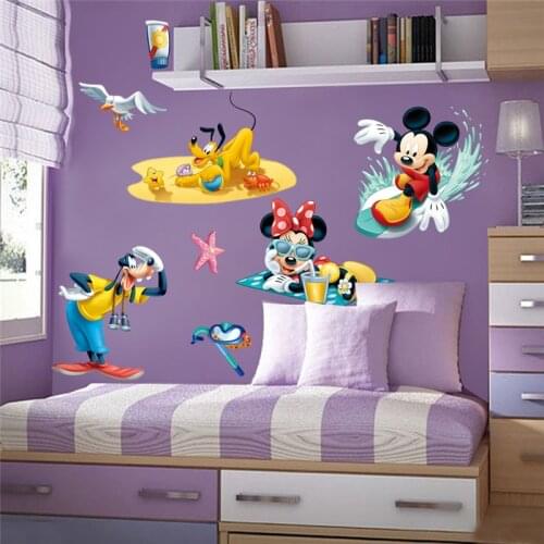 Cartoon mickey minnie mouse goofy pluto wall stickers bedroom baby home decor disney wall decals diy posters pvc mural art