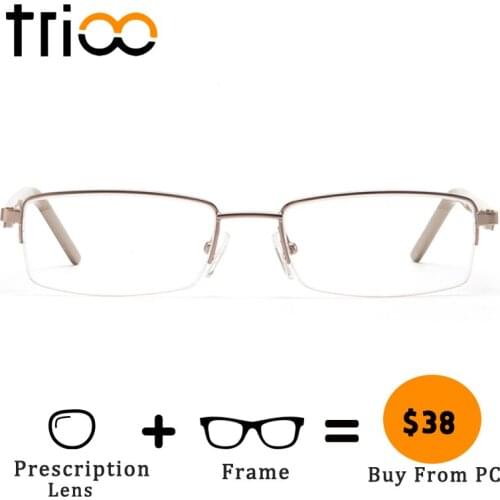 TRIOO Cool Mens Myopia Eye Glasses Semi Rimless Clear Nearsighted Minus Glasses Men Professional Prescription Eyewear Diopter