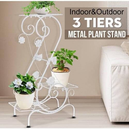 3 Tiers European Flower Plant Holder Stand Rack Iron Planter Stand Display Living Room Balcony Garden Bonsai Display Wall Decor