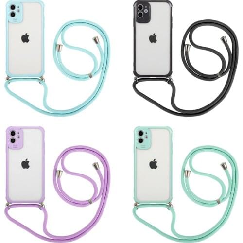 Strap Cord Chain Transparent Phone Case For iPhone 12 11Pro Max XR X XS Max 7 8 Plus SE 2 Necklace Lanyard Carry Hang Soft Cover