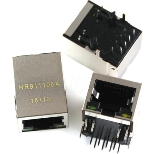 10PCS HR911105A RJ45 network isolation transformer filter with light socket