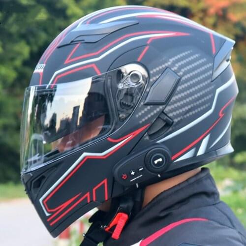 Electric motorcycle bluetooth helmet electric vehicle helmet 1200 mAh battery life double lens open helmet
