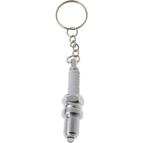 LED Flashlight Key Chain Spark Plug Keychain Mini Car Part Outside Camping Key G2AF