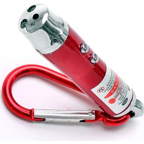 1Pc LED Lazer 3 In 1 Mini white Laser Pointer 2 LED Flashlight UV Torch With Keychain