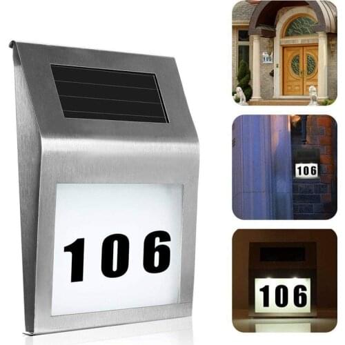 2LED Solar Door Numbers Light Outdoor Waterproof Pathway Stairs Lamp Light Energy Saving LED Solar Wall Lamps for Home Yard