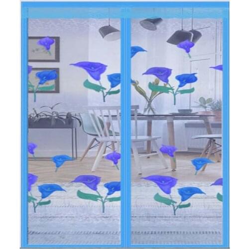 Embroidery Morning Glory Summer Anti-Mosquito Fly Bug Insect Net Home Bedroom Magnetic Automatic Close Mesh Decoration