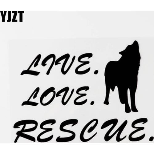 YJZT 15.6CM×11.2CM Live Love Rescue Animal Wolf Vinyl Car Sticker Decal Black/Silver 8C-0519
