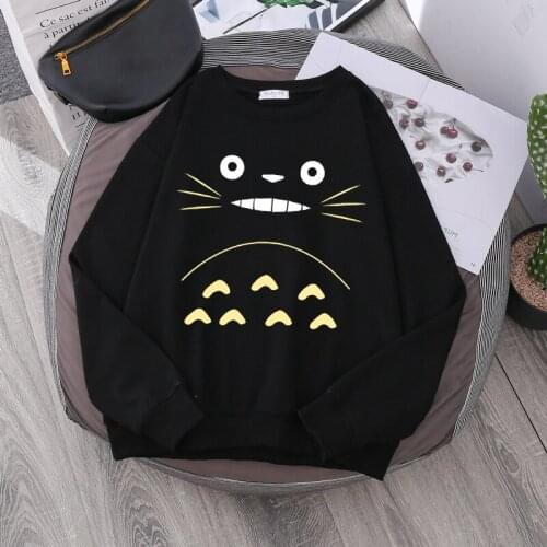 Totoro Harajuku Gothic Summer anime Cartoon Print Girls Pullover Autumn Long Sleeve Hoodies Plus Size Loose Women Sweatshirts