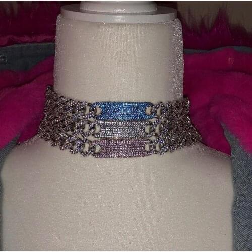 Wide heavy Miami curb cuban link chain necklace Iced Out cz bar bling cubic zirconia CZ Gold color hip hop women choker jewelry