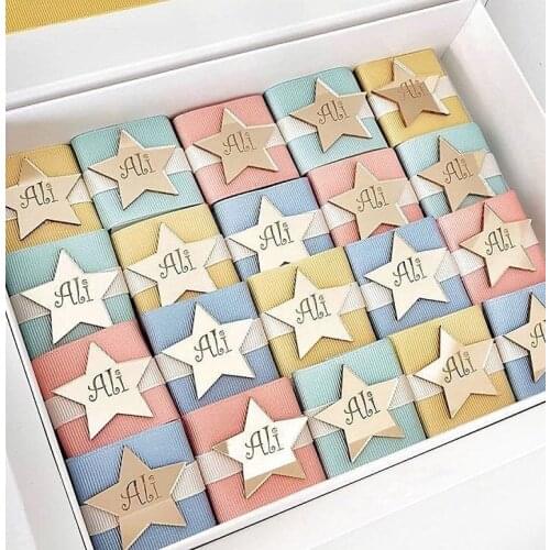 50pcs Star Custom Made Gold Acrylic Mirror Tags, Lettering Name Logo, Personalized Acrylic Tags, Chocolate Favors, Baby Shower