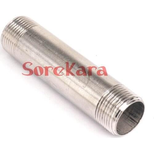 1-1/4" BSP Equal Male Thread Length 100mm 304 Stainless Steel Long Straight Pipe Fitting Connector Adapter