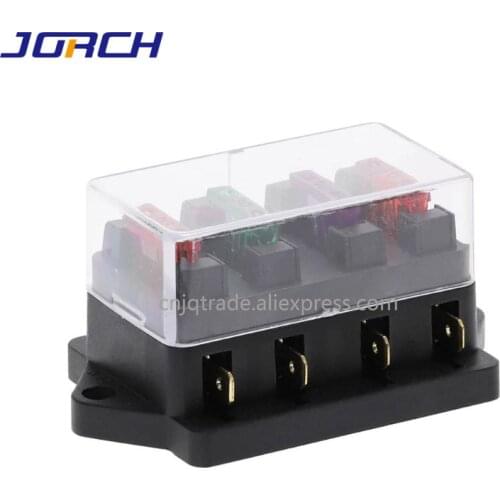 1 set 4 Way Black Car Medium Relay Fuse Box Assembly with 4 pcs fuse for 12V 24V