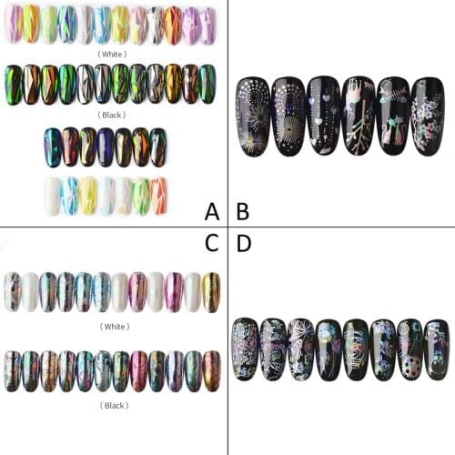 10 12 20 Mixed Designs Laser Holographic Nail Art Foil Nail Transfer Sticker Starry Sky Paper 3d UV GEL Manicure Nail Art Decals