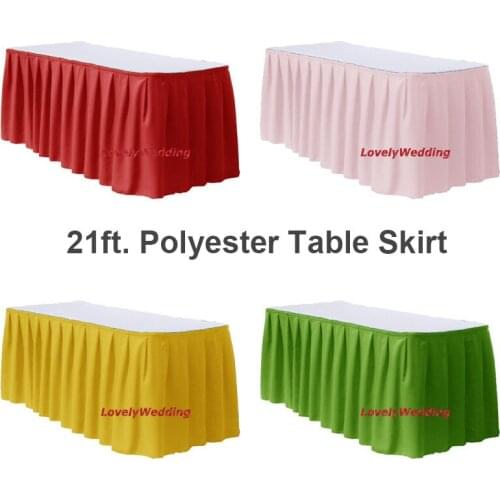 100% polyester wedding table skirt/21ft table skirt for wedding party banquet tableclothes table lines decoration